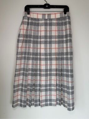 Vintage Collections Internationale Wool Plaid Pleated Midi Skirt 80s 90s Cottage